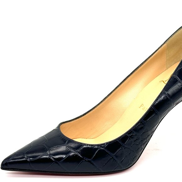 Christian Louboutin KATE 85 Crock Calf Ali leather Heels Pumps Shoes Black - Picture 6 of 15